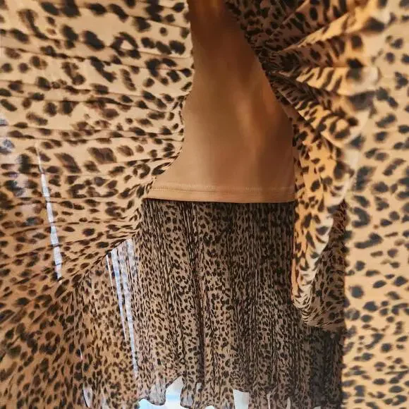 Roolee Pleated Leopard Print Midi Skirt- Size XXL - Picture 2 of 8